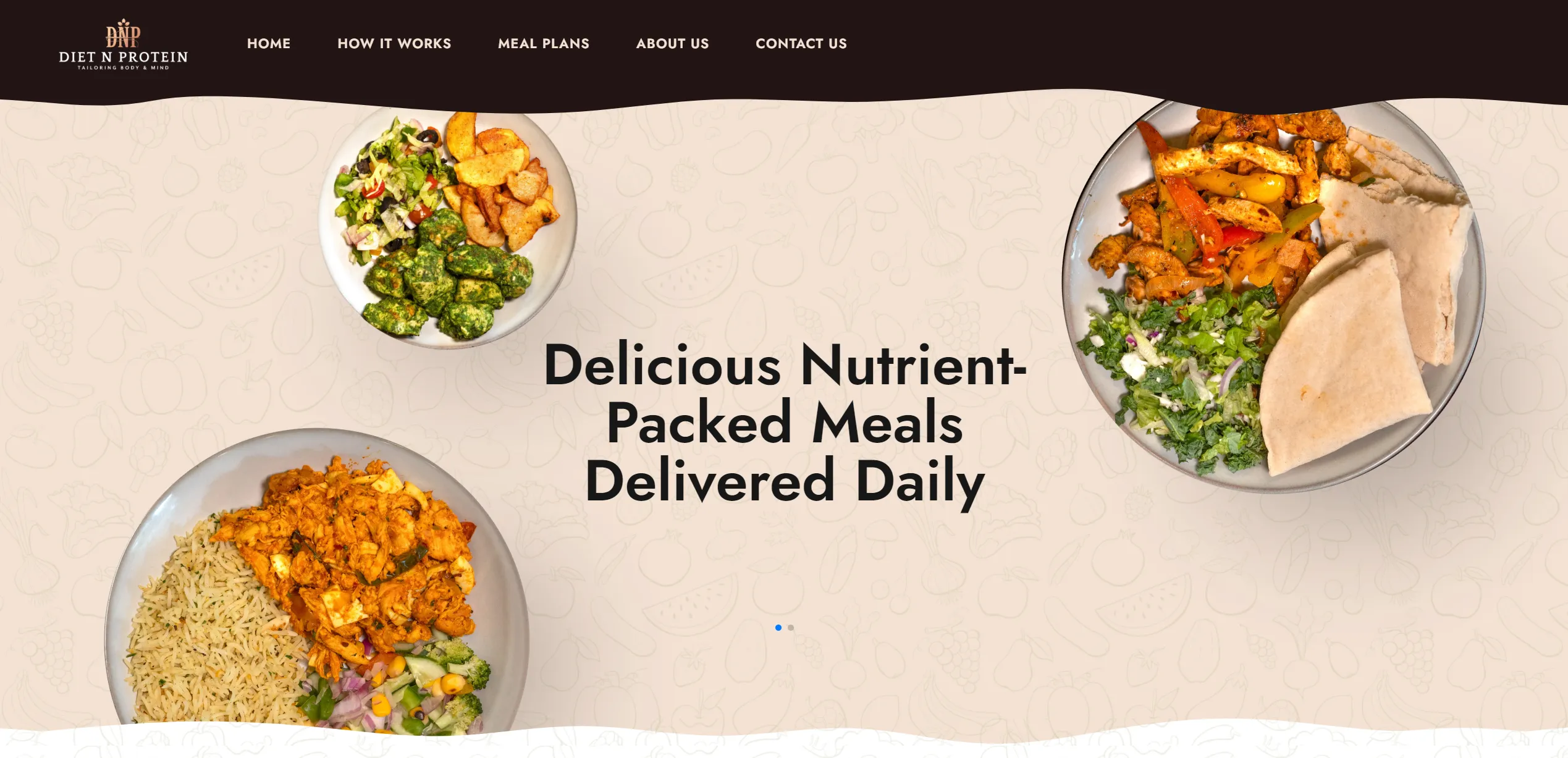 Diet & Protein Landing Page on desktop